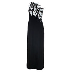 1990's Bill Blass Graphic Black and White Sequined Gown