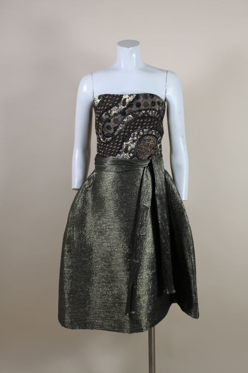 1990's Koos van den Akker Metallic Brocade Party Dress Ensemble