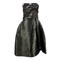 1990's Koos van den Akker Metallic Brocade Party Dress Ensemble