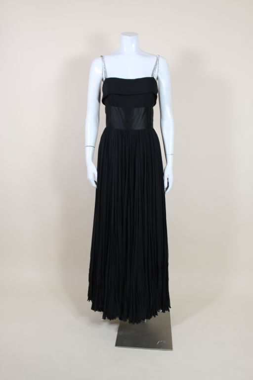 1960's Traina Norell Silk Chiffon Gown with Satin Bow For Sale at 1stDibs