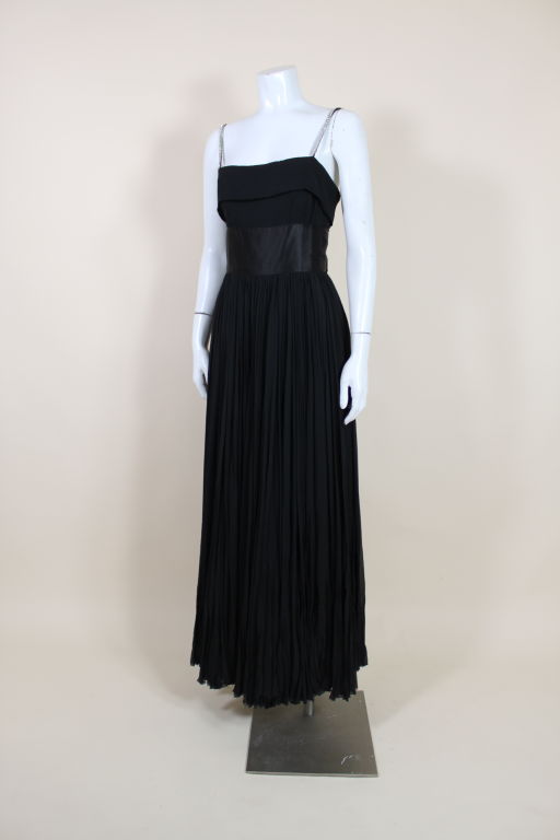 1960's Traina Norell Silk Chiffon Gown with Satin Bow For Sale at 1stDibs