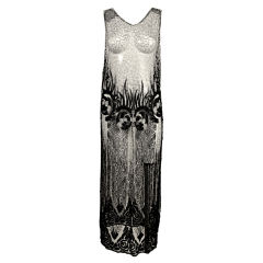 1920's Beaded Silk Net Art Deco Gown