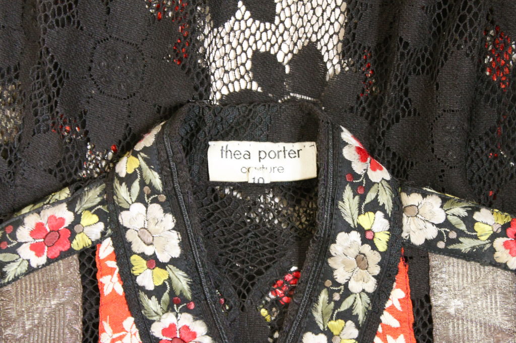 1960's Thea Porter Couture Floral Lace Tunic with Ribbons 7