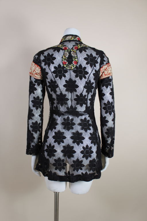 1960's Thea Porter Couture Floral Lace Tunic with Ribbons 3