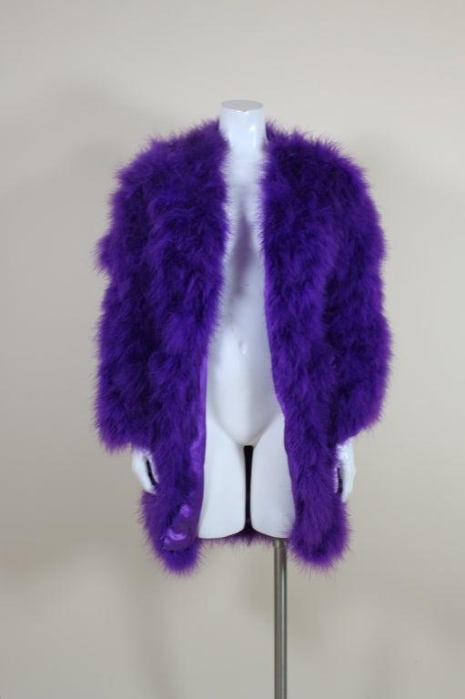 Women's 1970's Bill Tice Electric Violet Marabou Feather Jacket For Sale