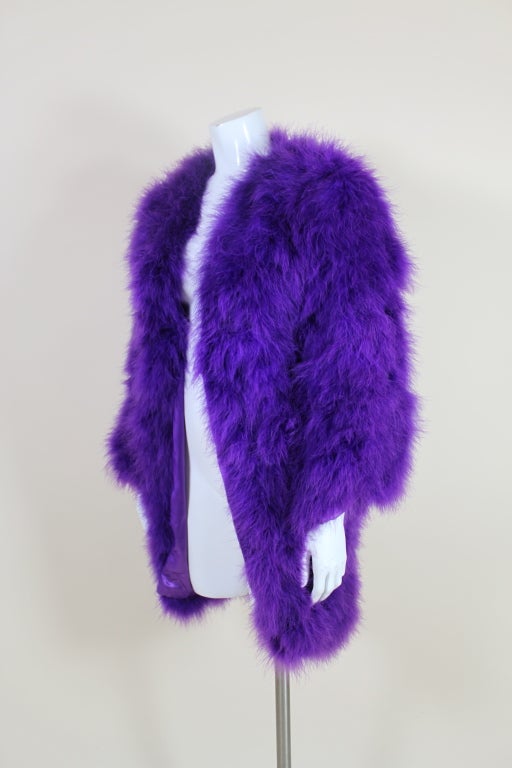 1970's Bill Tice Electric Violet Marabou Feather Jacket For Sale 1
