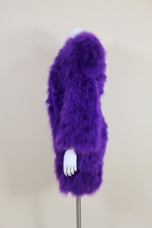 1970's Bill Tice Electric Violet Marabou Feather Jacket For Sale 2