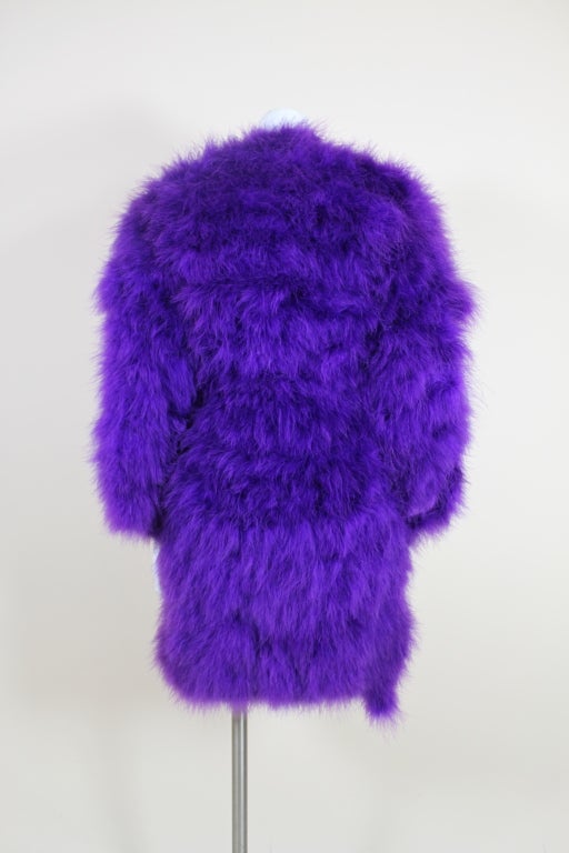 1970's Bill Tice Electric Violet Marabou Feather Jacket For Sale 3