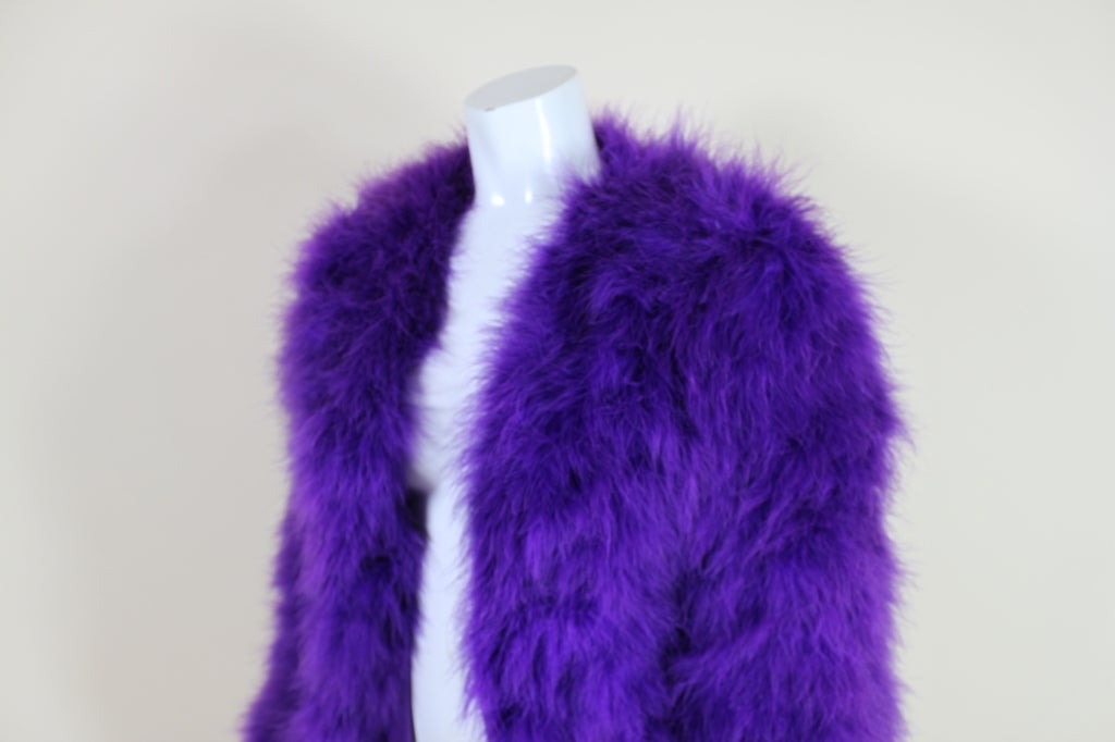 1970's Bill Tice Electric Violet Marabou Feather Jacket For Sale 4