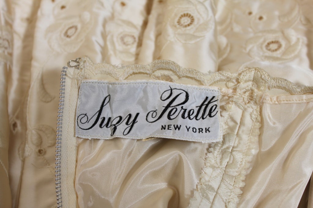 1950's Suzy Perette Cream Eyelet Satin Party Dress 6