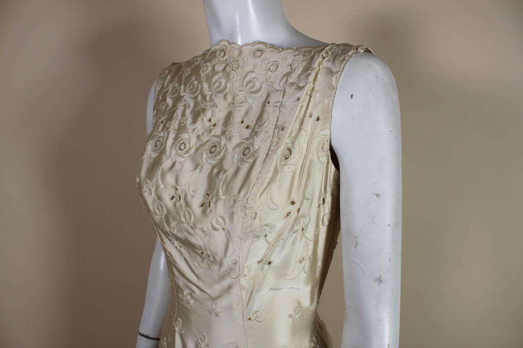 1950's Suzy Perette Cream Eyelet Satin Party Dress 2