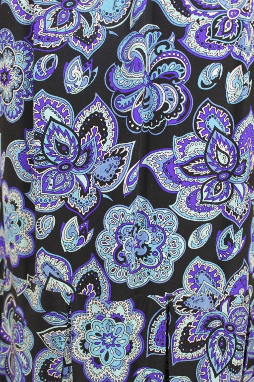 Pucci 1970s Floral Paisley Printed Silk Peasant Dress 3