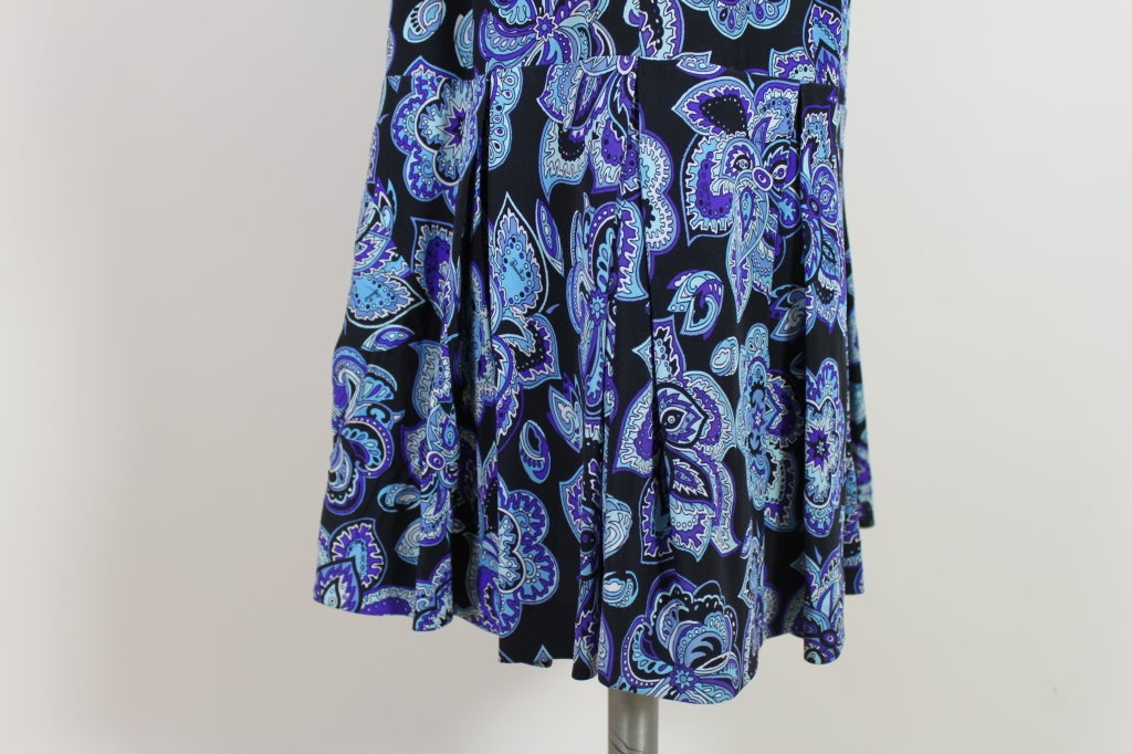 Pucci 1970s Floral Paisley Printed Silk Peasant Dress 4