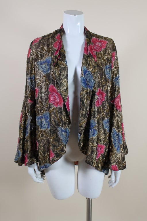 1920's Fantastic Beaded Floral Lamé Jacket