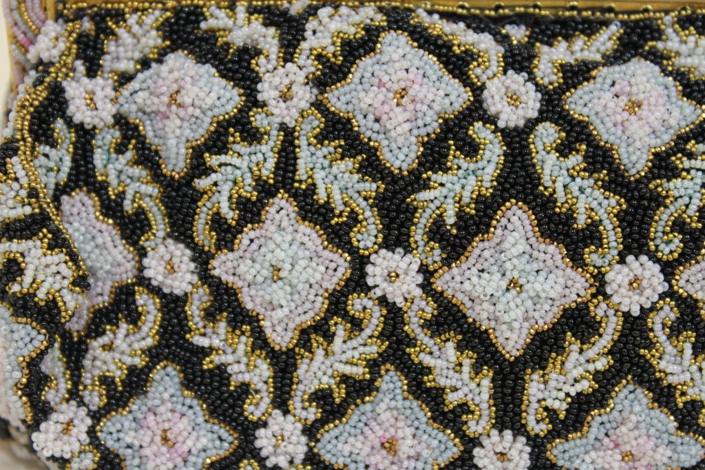 1950s Beaded Floral Evening Bag with Exquisite Frame 4