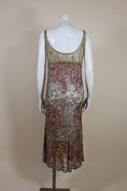 1920’s Beaded Gold Lamé Lace Flapper Dress For Sale at 1stDibs