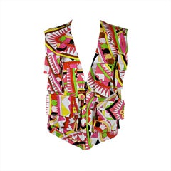 Vintage Pucci Neon Abstract Floral Print Fisherman’s Vest