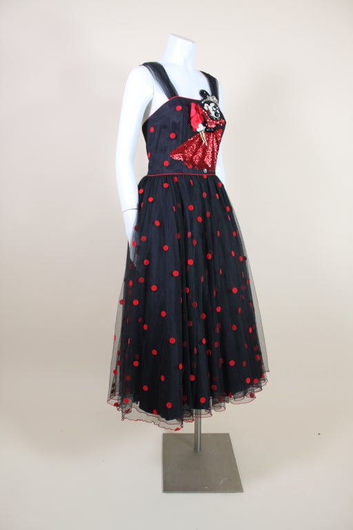 1980’s Sequined Minnie Mouse Dot Net Party Dress For Sale 1