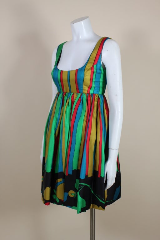 Richard Tam 1960s Floral Silk Twill Party Dress In Excellent Condition In Los Angeles, CA