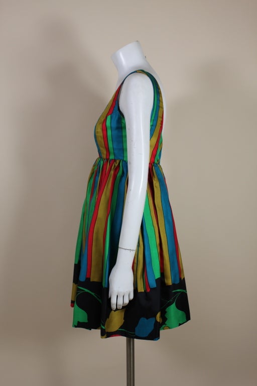 Women's Richard Tam 1960s Floral Silk Twill Party Dress