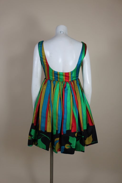 Richard Tam 1960s Floral Silk Twill Party Dress 1