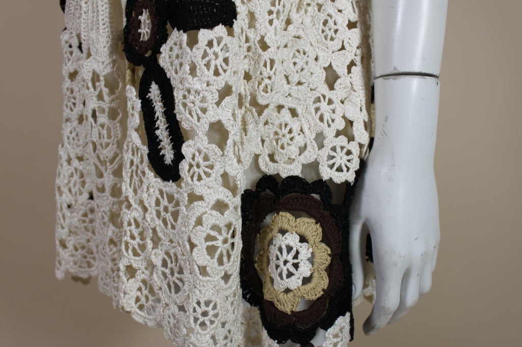 Oscar de la Renta Crocheted Floral Mini Dress 4
