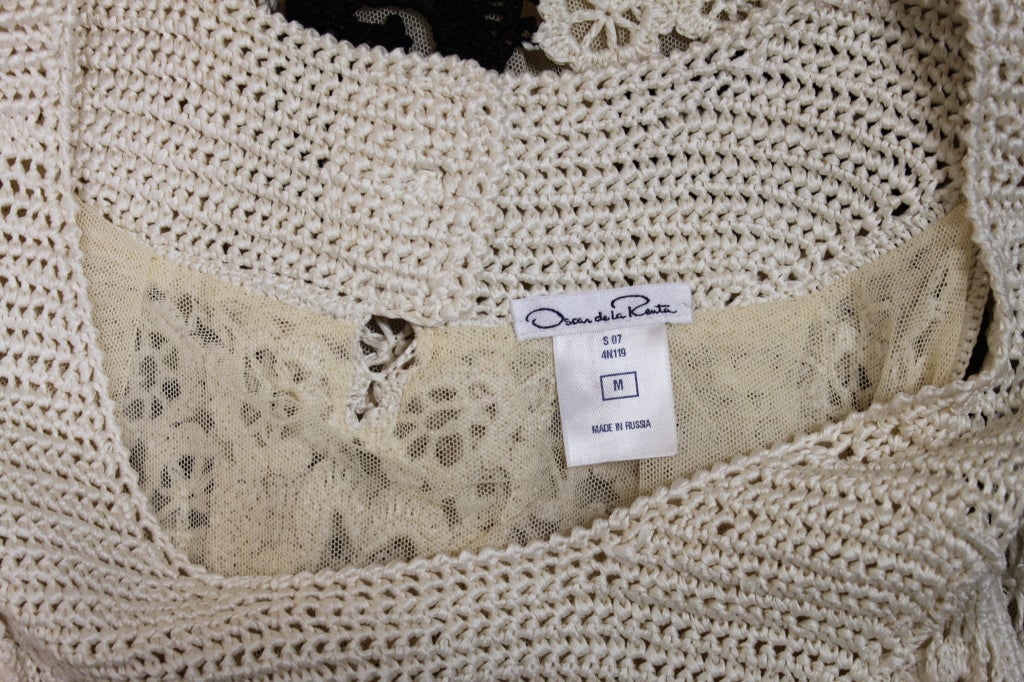 Oscar de la Renta Crocheted Floral Mini Dress 6