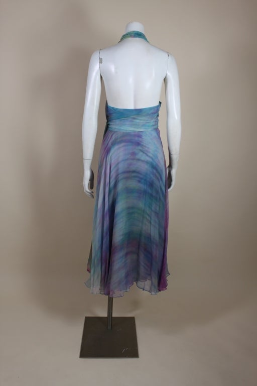1970’s Tie Dye Silk Chiffon Halter Dress 3