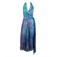 1970’s Tie Dye Silk Chiffon Halter Dress