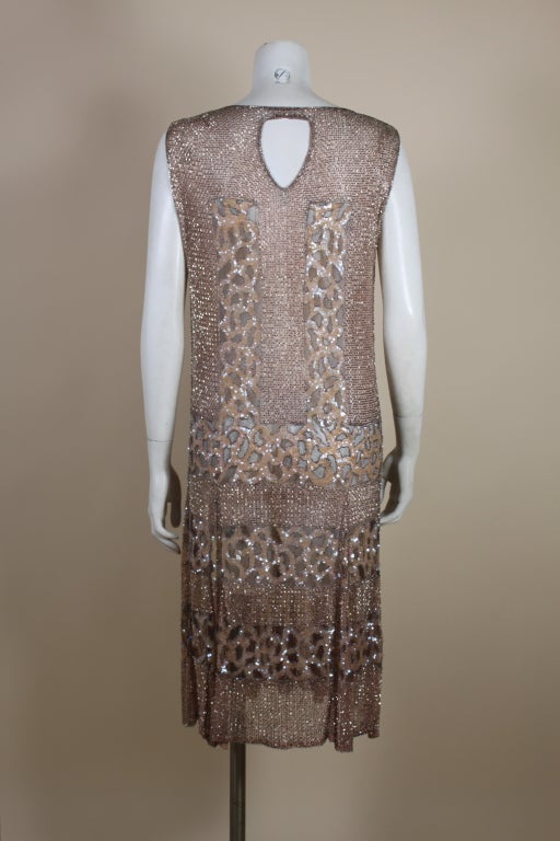 1920s Shimmering Blush Pink Iridescent Beaded Flapper Dress For Sale at ...