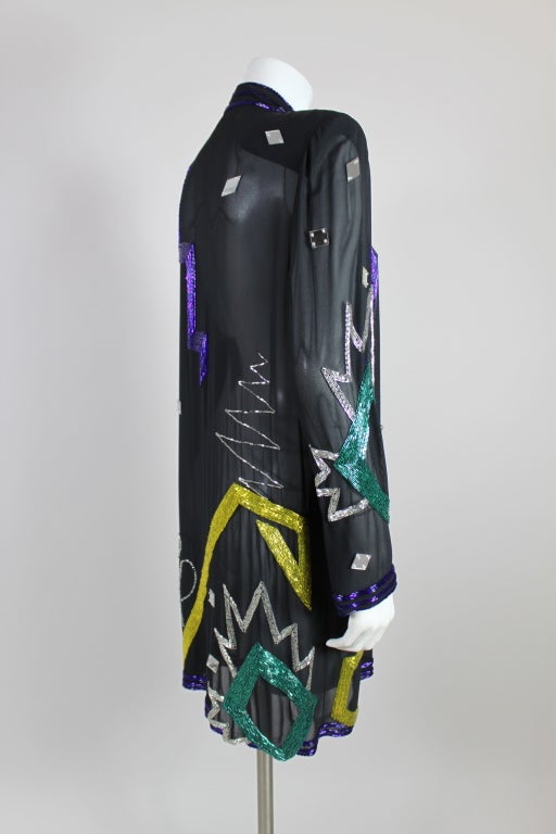 1980's Fabrice Beaded Confetti Chiffon Jacket at 1stdibs