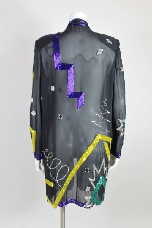 1980's Fabrice Beaded Confetti Chiffon Jacket at 1stdibs