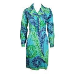 1960’s Pucci Feather Plume Print Cotton Dress