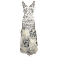 1960s Galanos Beaded Gown with Feather Fringe 6