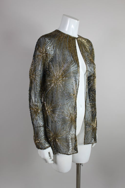Women's 1970's Halston Beaded Chiffon Jacket