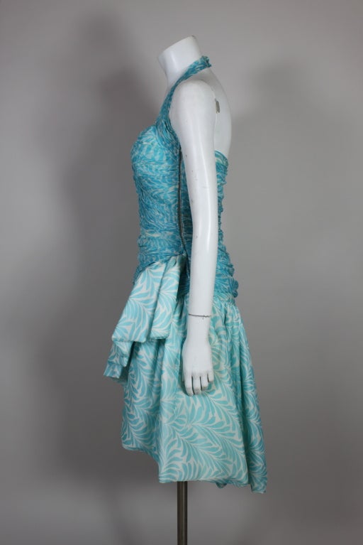 1980’s Vicky Tiel Hand Pleated Silk Chiffon Cocktail Dress 1