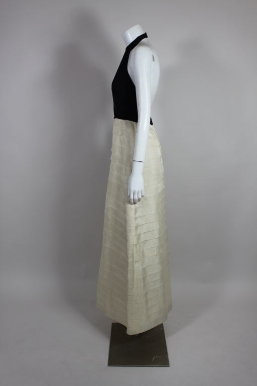 1980’s Bill Blass Tiered Organza Gown with Evening Coat In Excellent Condition In Los Angeles, CA