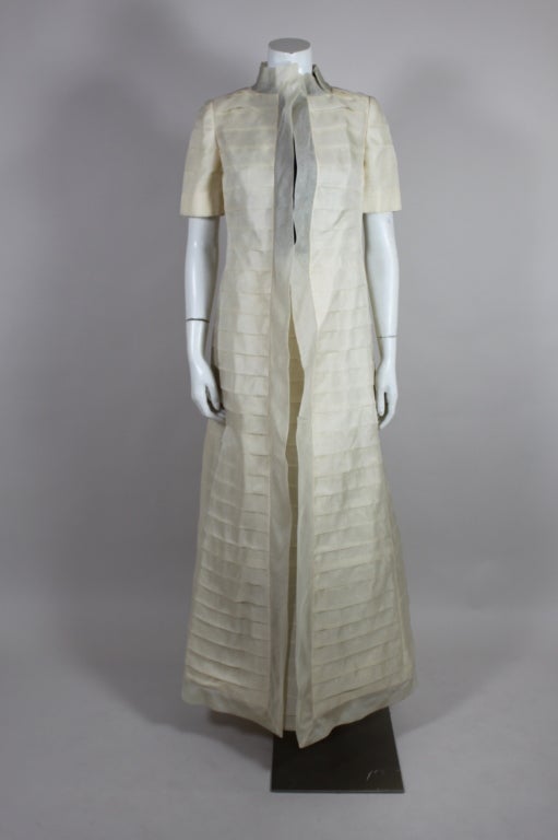 1980’s Bill Blass Tiered Organza Gown with Evening Coat 1