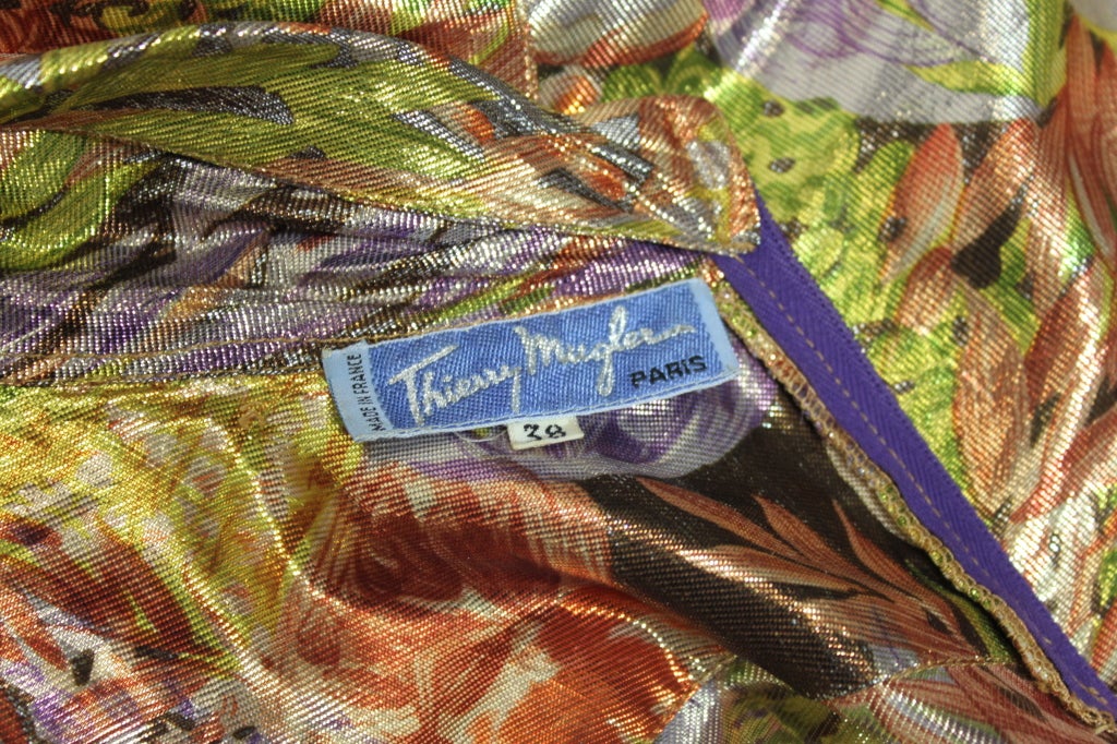 1980/1990 Thierry Mugler Floral Silk Lamé Gown 6