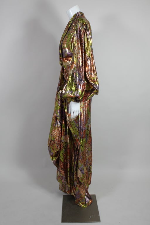1980/1990 Thierry Mugler Floral Silk Lamé Gown In Excellent Condition In Los Angeles, CA