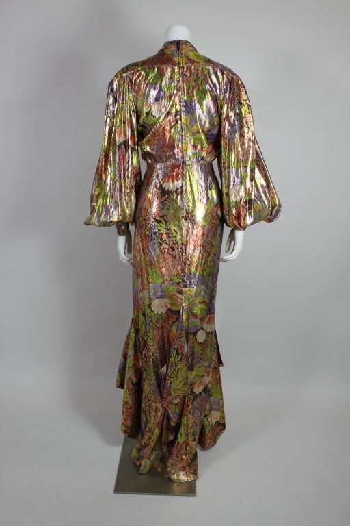 Women's 1980/1990 Thierry Mugler Floral Silk Lamé Gown