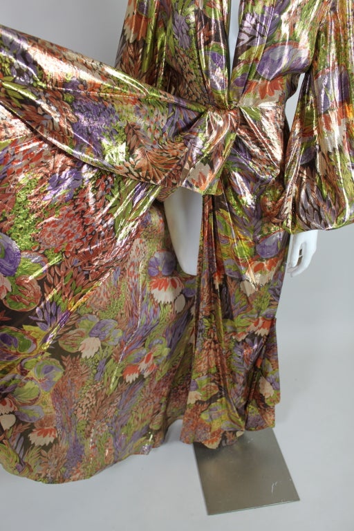 1980/1990 Thierry Mugler Floral Silk Lamé Gown 3