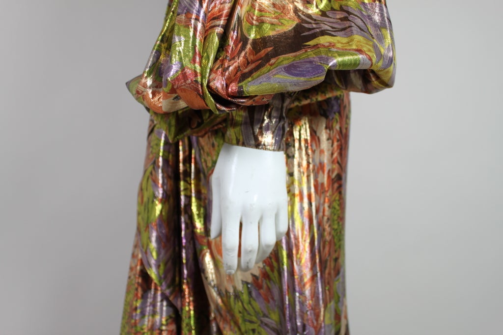 1980/1990 Thierry Mugler Floral Silk Lamé Gown 4