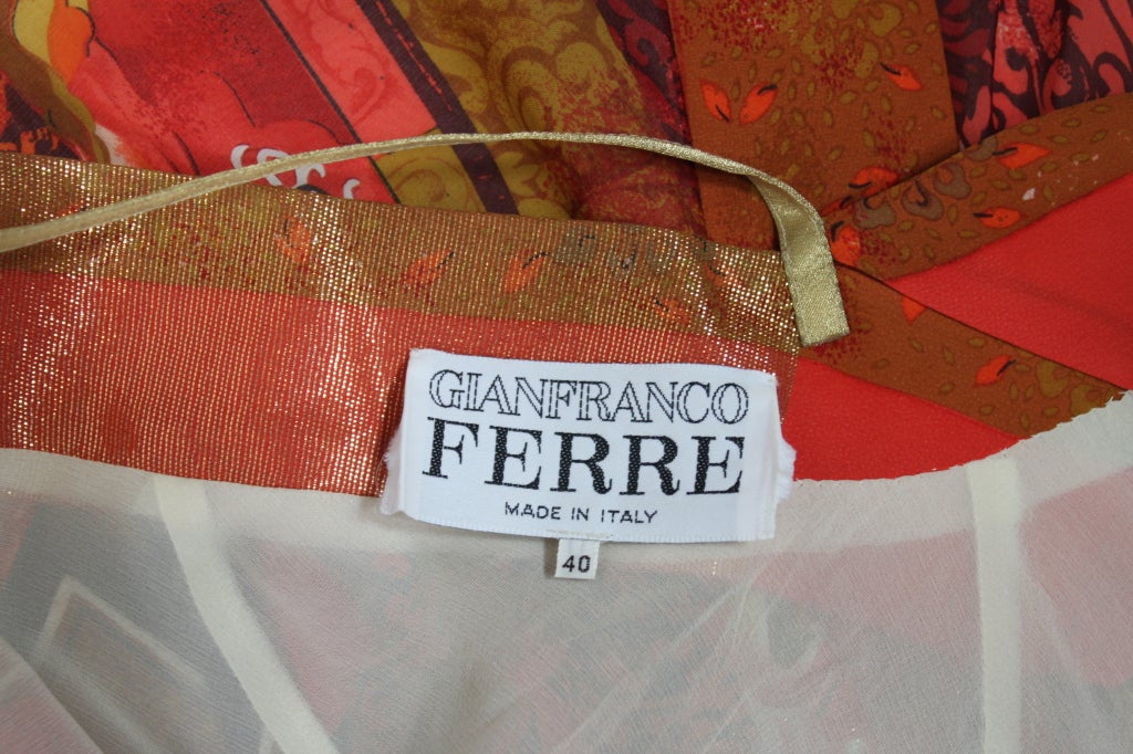 Gianfranco Ferre Shiva Print Silk Dress with Wrap For Sale 5