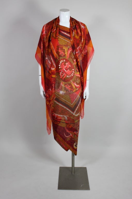 Gianfranco Ferre Shiva Print Silk Dress with Wrap For Sale 2