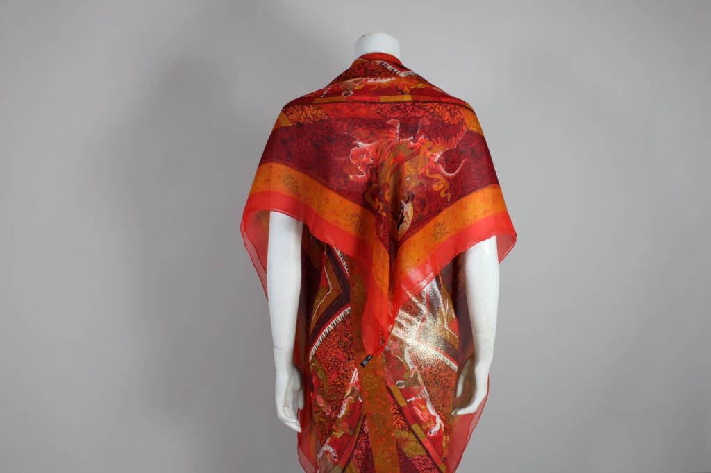 Gianfranco Ferre Shiva Print Silk Dress with Wrap For Sale 3
