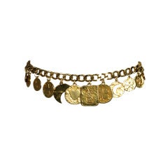 Vintage 1980’s YSL Yves Saint Laurent Gold Chain Charm Belt