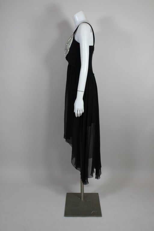 Women's Lagerfeld Silk Party Dress with Embellished Bodice For Sale