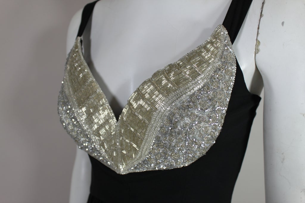 Lagerfeld Silk Party Dress with Embellished Bodice For Sale 2