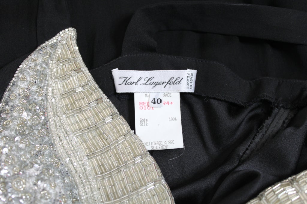 Lagerfeld Silk Party Dress with Embellished Bodice For Sale 4